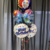 Classic Happy Birthday Helium Balloon bouquet for delivery in Raleigh NC and surrounding Triangle by Party Balloons by Q.