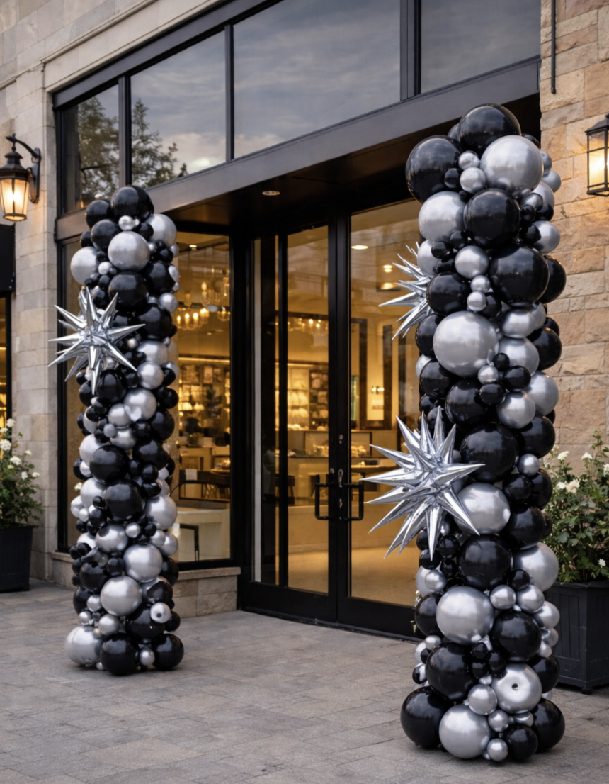 Organic balloon columns in Raleigh NC