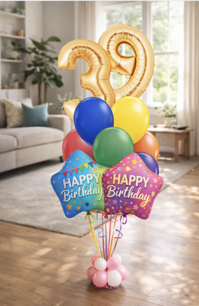 Number balloon Birthday bouquet delivery in Raleigh, NC and the surrounding Triangle.