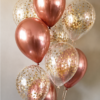 birthday balloon delivery raleigh rose gold and confetti balloon bouquet delivery Raleigh NC