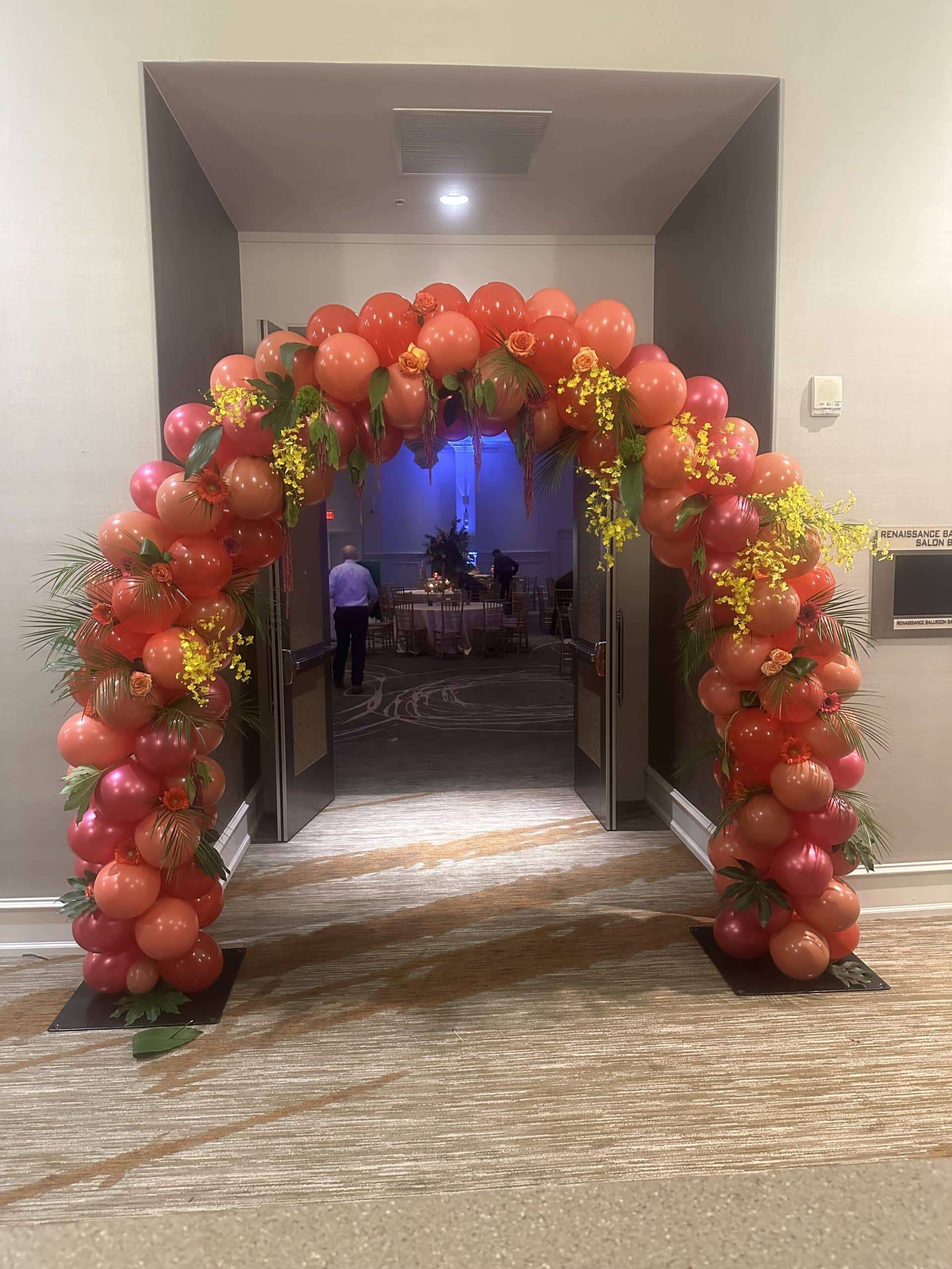 Classic balloon arch with florals
