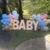 Marquee letters with Organic balloon garland for delivery in Raleigh Nc