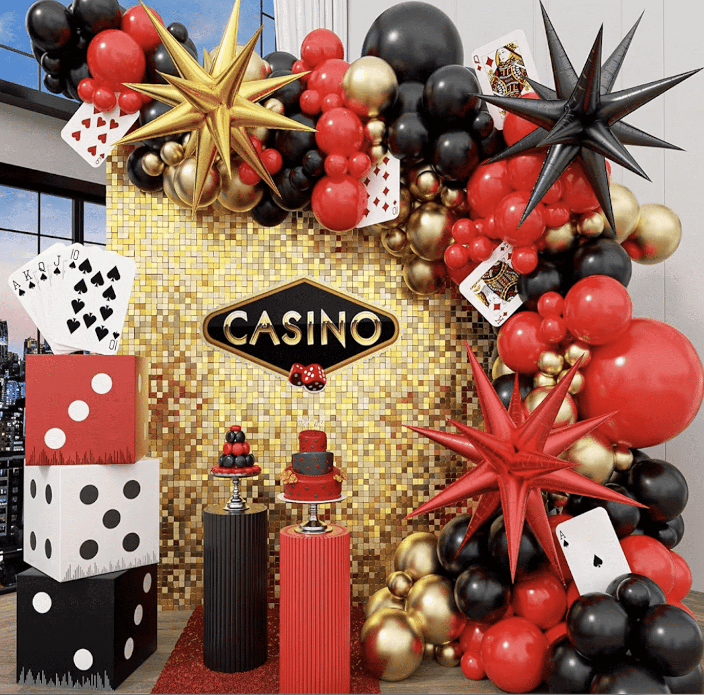 Stunning Casino Shimmer Wall Balloon Backdrop for Unforgettable Events