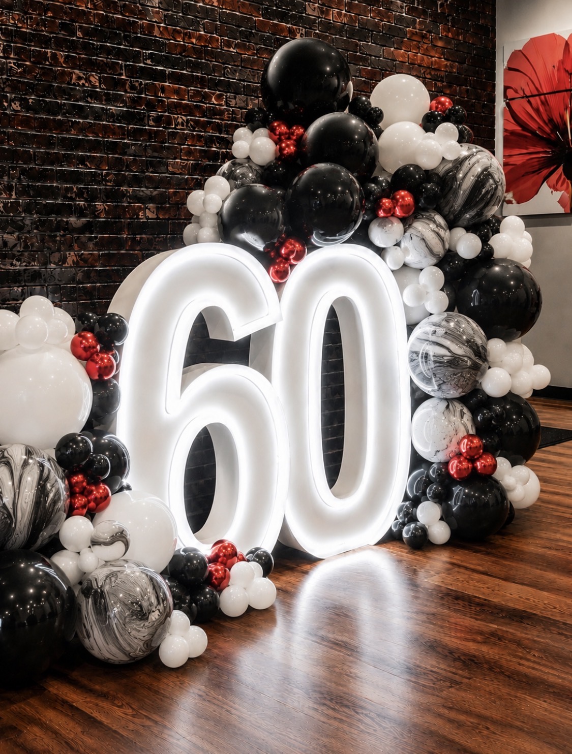 LED Numbers with Balloon Garland Raleigh NC