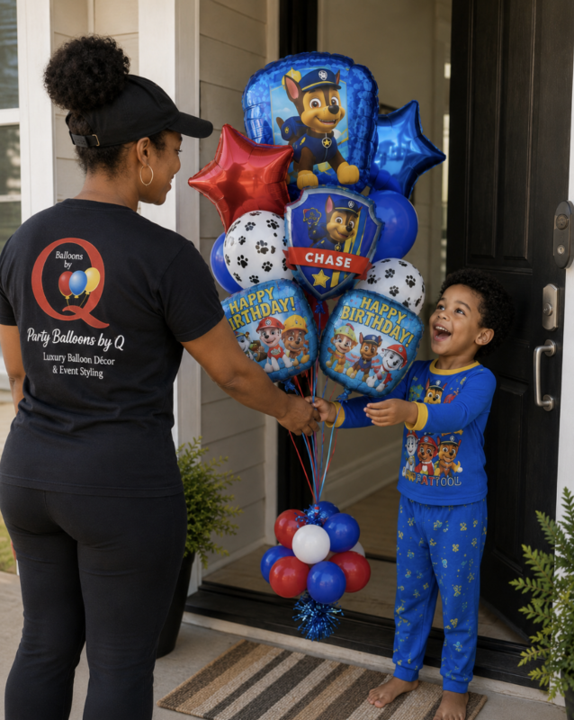 Children's Paw Patrol Birthday Balloon Bouquet for delivery in Raleigh, NC and the Triangle by Party Balloons by Q.