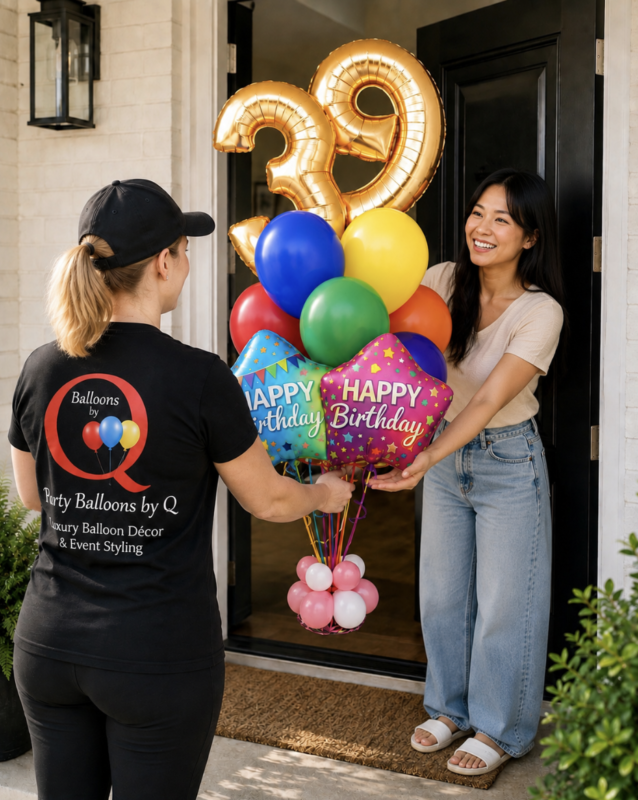 Number Balloon Birthday Balloon Bouquet delivery in Raleigh, NC and the Triangle by Party Balloons by Q.