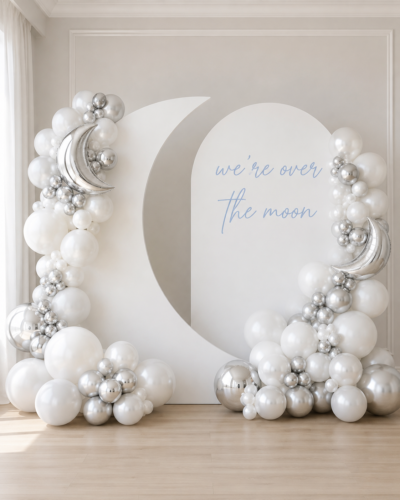 Over the Moon Balloon Backdrop by Party Balloons by Q in Raleigh NC